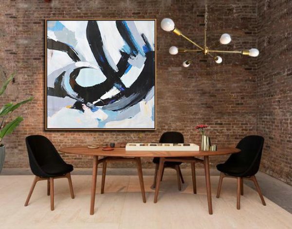 Large Abstract Art Handmade Oil Painting,Oversized Palette Knife Painting Contemporary Art On Canvas,Large Living Room Decor,White,Black,Gray.etc - Image 5
