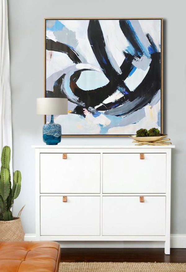 Large Abstract Art Handmade Oil Painting,Oversized Palette Knife Painting Contemporary Art On Canvas,Large Living Room Decor,White,Black,Gray.etc - Image 6