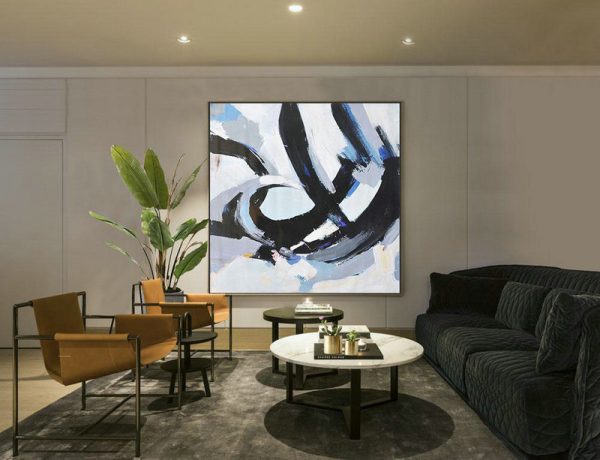 Large Abstract Art Handmade Oil Painting,Oversized Palette Knife Painting Contemporary Art On Canvas,Large Living Room Decor,White,Black,Gray.etc - Image 7