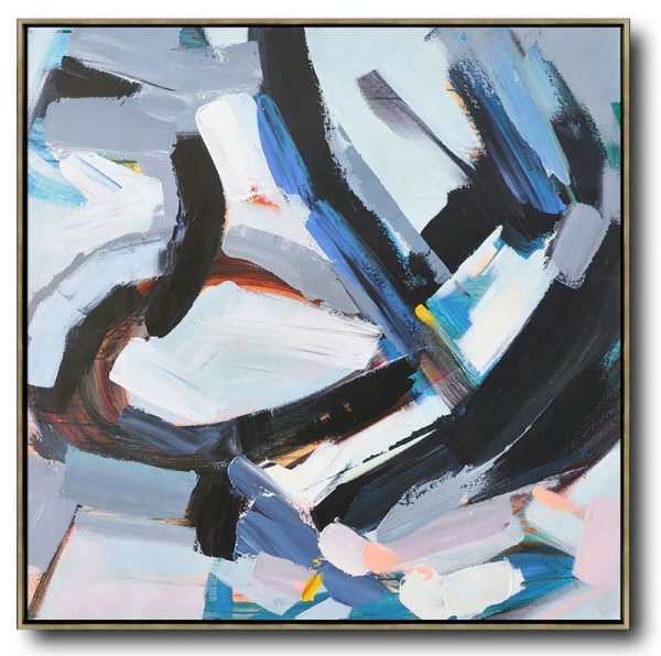 Large Modern Abstract Painting,Oversized Palette Knife Painting Contemporary Art On Canvas,Big Canvas Painting,White,Gray,Black,Blue.etc