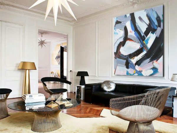 Large Modern Abstract Painting,Oversized Palette Knife Painting Contemporary Art On Canvas,Big Canvas Painting,White,Gray,Black,Blue.etc - Image 5