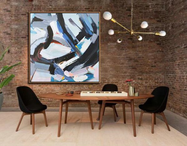 Large Modern Abstract Painting,Oversized Palette Knife Painting Contemporary Art On Canvas,Big Canvas Painting,White,Gray,Black,Blue.etc - Image 7