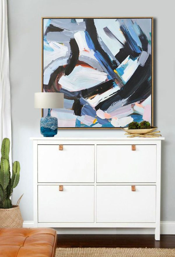 Large Modern Abstract Painting,Oversized Palette Knife Painting Contemporary Art On Canvas,Big Canvas Painting,White,Gray,Black,Blue.etc - Image 8