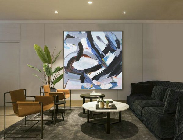 Large Modern Abstract Painting,Oversized Palette Knife Painting Contemporary Art On Canvas,Big Canvas Painting,White,Gray,Black,Blue.etc - Image 9