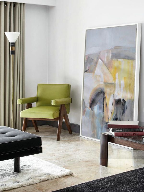 Large Modern Abstract Painting,Vertical Palette Knife Contemporary Art,Large Wall Canvas,Grey,Yellow,Black.etc - Image 4