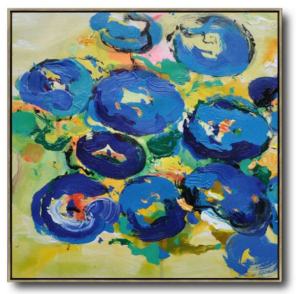 Large Abstract Painting,Oversized Palette Knife Painting Abstract Flower Painting On Canvas,Wall Art Ideas For Living Room,Yellow,Blue,Green.etc
