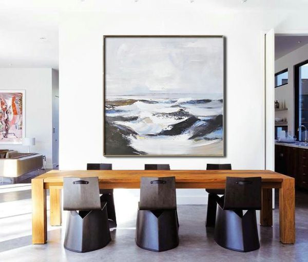 Original Extra Large Wall Art,Oversized Palette Knife Painting Landscape Painting On Canvas,Acrylic Painting Large Wall Art,White,Blue,Black.etc - Image 4