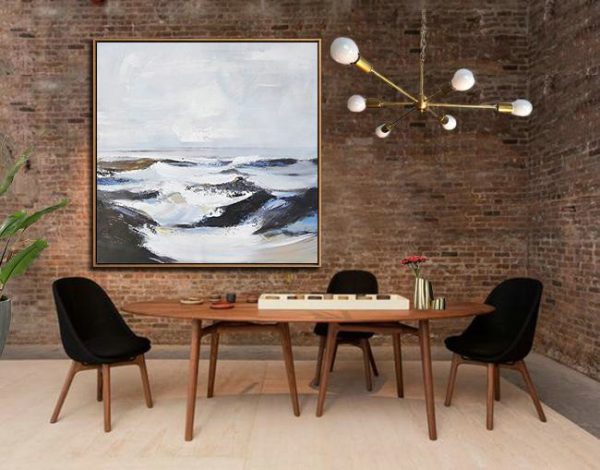 Original Extra Large Wall Art,Oversized Palette Knife Painting Landscape Painting On Canvas,Acrylic Painting Large Wall Art,White,Blue,Black.etc - Image 6