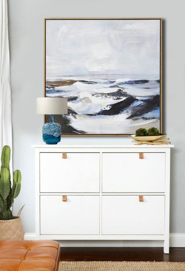 Original Extra Large Wall Art,Oversized Palette Knife Painting Landscape Painting On Canvas,Acrylic Painting Large Wall Art,White,Blue,Black.etc - Image 7
