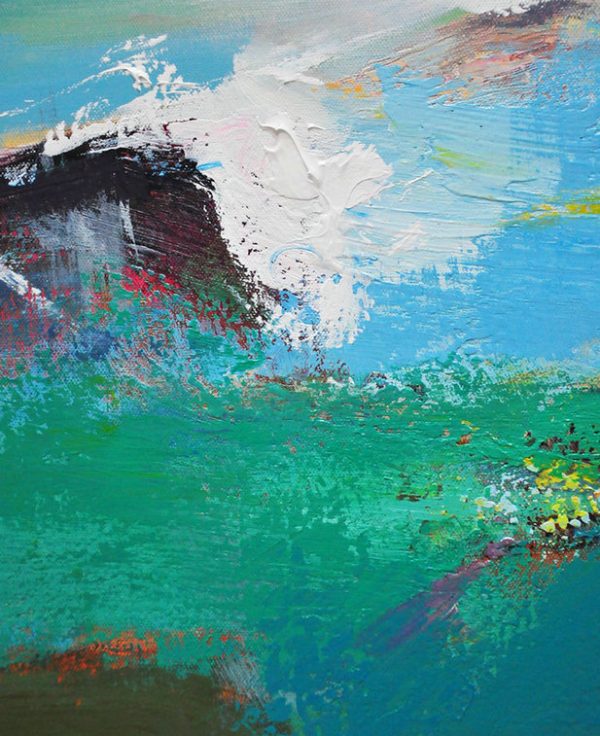 Large Abstract Art Handmade Oil Painting,Palette Knife Abstract Landscape Canvas Painting,Huge Wall Decor,Green.Blue,White,Yellow.etc - Image 2
