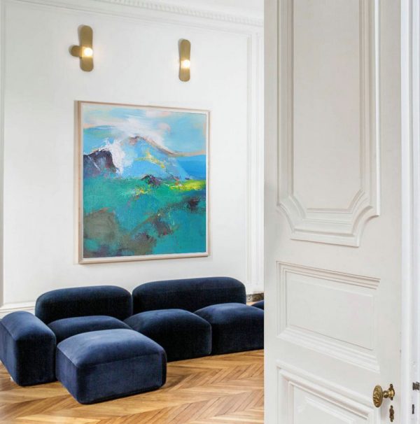 Large Abstract Art Handmade Oil Painting,Palette Knife Abstract Landscape Canvas Painting,Huge Wall Decor,Green.Blue,White,Yellow.etc - Image 7