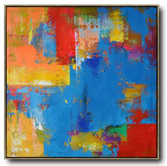 Handmade Large Contemporary Art,Oversized Palette Knife Painting Contemporary Art,Modern Living Room Decor,Blue,Yellow,Red,Purple.etc