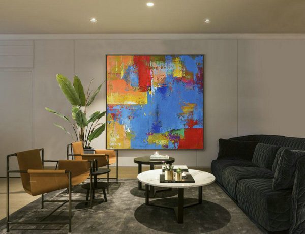 Handmade Large Contemporary Art,Oversized Palette Knife Painting Contemporary Art,Modern Living Room Decor,Blue,Yellow,Red,Purple.etc - Image 4