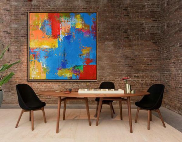 Handmade Large Contemporary Art,Oversized Palette Knife Painting Contemporary Art,Modern Living Room Decor,Blue,Yellow,Red,Purple.etc - Image 5