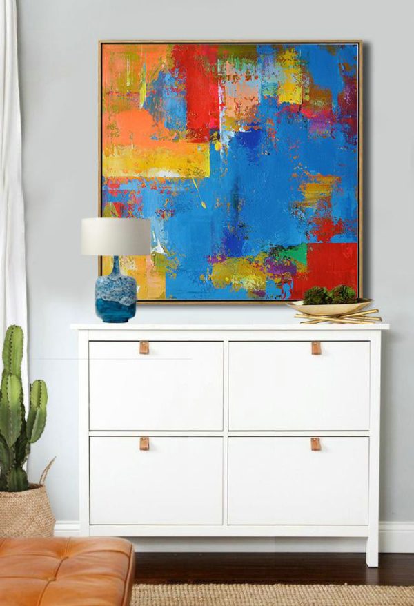 Handmade Large Contemporary Art,Oversized Palette Knife Painting Contemporary Art,Modern Living Room Decor,Blue,Yellow,Red,Purple.etc - Image 6