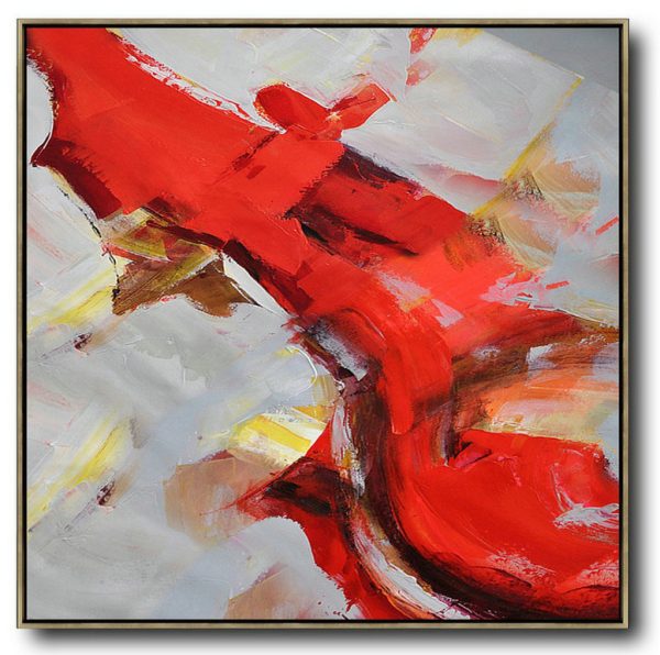 Hand Painted Extra Large Abstract Painting,Oversized Palette Knife Painting Contemporary Art On Canvas,Large Living Room Wall Decor,Grey,Red,Brown,Yellow.etc