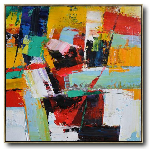 Large Abstract Art,Oversized Palette Knife Painting Contemporary Art On Canvas,Wall Art Painting,Yellow,Red,Blue,Black,Light Green.etc