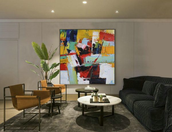 Large Abstract Art,Oversized Palette Knife Painting Contemporary Art On Canvas,Wall Art Painting,Yellow,Red,Blue,Black,Light Green.etc - Image 2