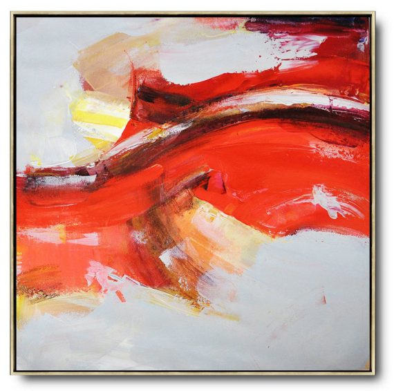 Large Modern Abstract Painting,Oversized Palette Knife Painting Contemporary Art On Canvas,Bedroom Wall Decor,Red,Yellow,Grey.etc