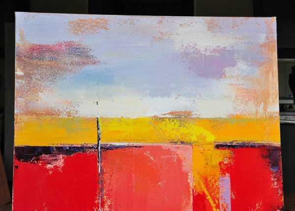 Huge Abstract Painting On Canvas,Oversized Palette Knife Painting Contemporary Art On Canvas,Family Wall Decor,Red,Blue,Yellow,Purple.etc - Image 3