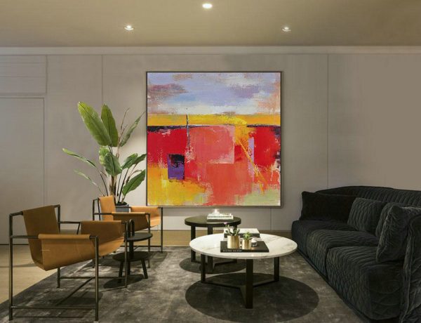 Huge Abstract Painting On Canvas,Oversized Palette Knife Painting Contemporary Art On Canvas,Family Wall Decor,Red,Blue,Yellow,Purple.etc - Image 4
