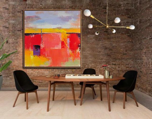 Huge Abstract Painting On Canvas,Oversized Palette Knife Painting Contemporary Art On Canvas,Family Wall Decor,Red,Blue,Yellow,Purple.etc - Image 5