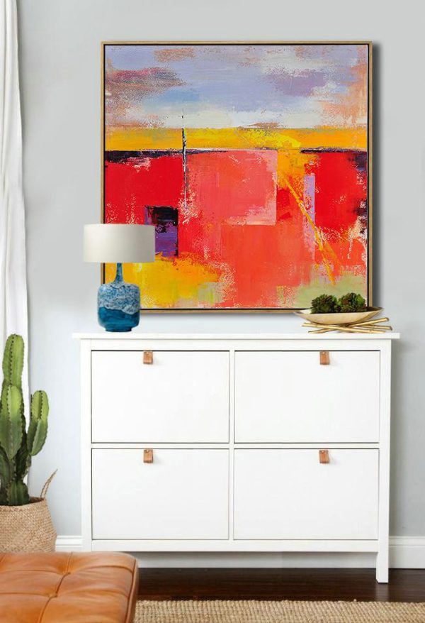 Huge Abstract Painting On Canvas,Oversized Palette Knife Painting Contemporary Art On Canvas,Family Wall Decor,Red,Blue,Yellow,Purple.etc - Image 6