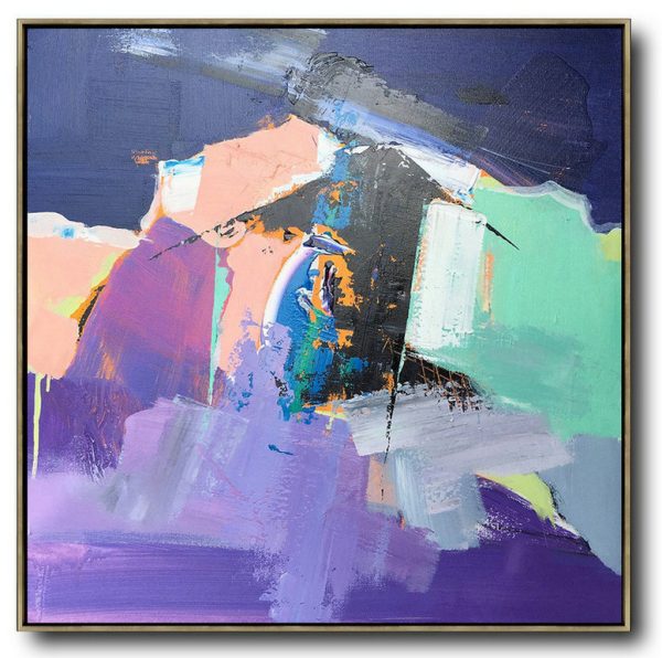 Large Abstract Art Handmade Painting,Oversized Palette Knife Painting Contemporary Art On Canvas,Hand Painted Acrylic Painting,Dark Blue,Nude,Purple,Light Green.etc