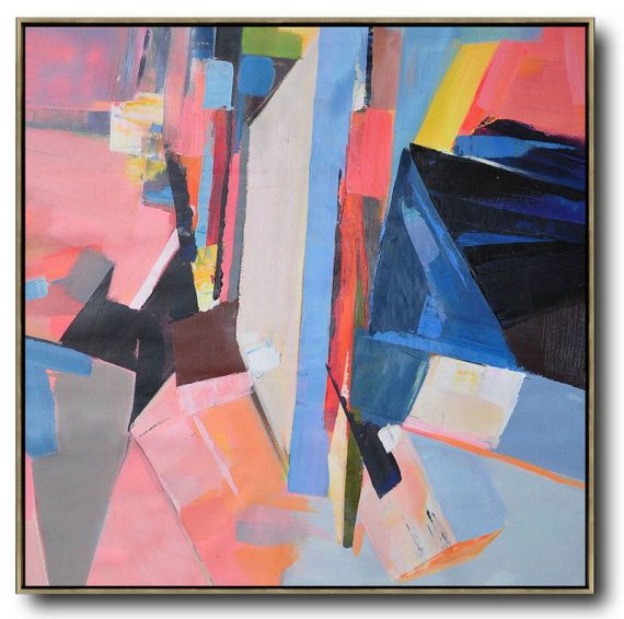 Original Painting Hand Made Large Abstract Art,Oversized Palette Knife Painting Contemporary Art On Canvas,Giant Wall Decor,Pink,Blue,Dark Blue,Red,Yellow.etc