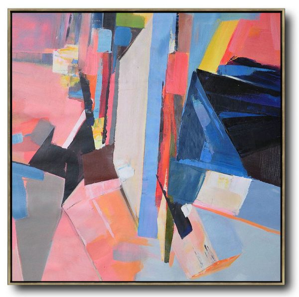 Original Painting Hand Made Large Abstract Art,Oversized Palette Knife Painting Contemporary Art On Canvas,Giant Wall Decor,Pink,Blue,Dark Blue,Red,Yellow.etc
