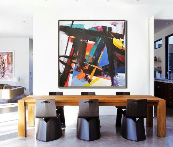 Large Abstract Painting On Canvas,Oversized Palette Knife Painting Contemporary Art On Canvas,Pretty Abstract Paintings,Black,Blue,Red,White,Yellow.etc - Image 3