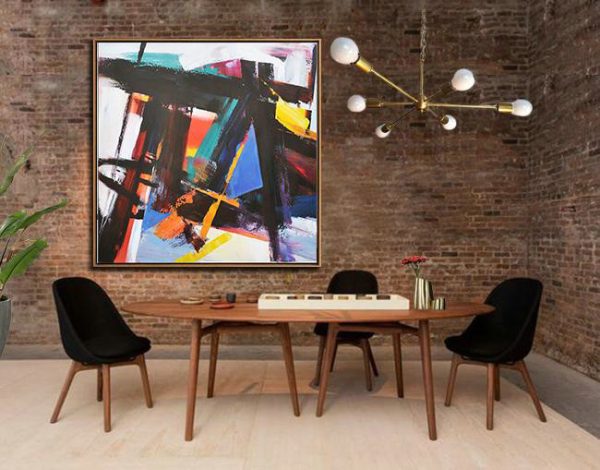Large Abstract Painting On Canvas,Oversized Palette Knife Painting Contemporary Art On Canvas,Pretty Abstract Paintings,Black,Blue,Red,White,Yellow.etc - Image 6
