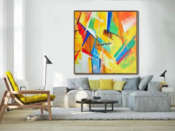 Original Artwork Extra Large Abstract Painting,Oversized Palette Knife Painting Contemporary Art On Canvas,Huge Abstract Canvas Art,Yellow,Light Green,Red,Blue,Pink.etc - Image 6
