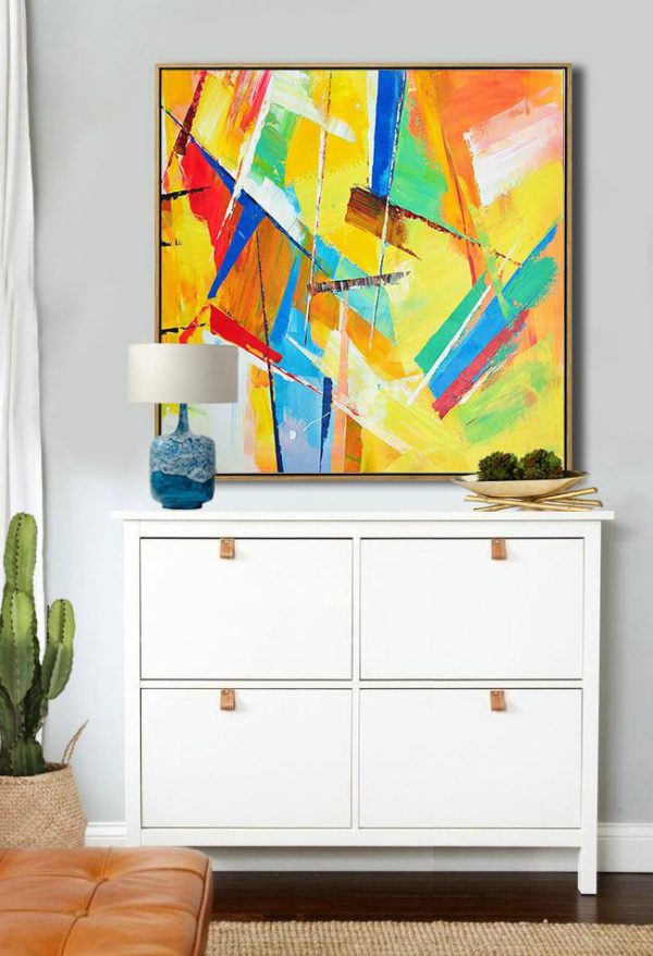 Original Artwork Extra Large Abstract Painting,Oversized Palette Knife Painting Contemporary Art On Canvas,Huge Abstract Canvas Art,Yellow,Light Green,Red,Blue,Pink.etc - Image 8