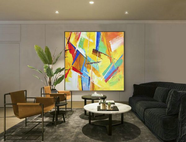 Original Artwork Extra Large Abstract Painting,Oversized Palette Knife Painting Contemporary Art On Canvas,Huge Abstract Canvas Art,Yellow,Light Green,Red,Blue,Pink.etc - Image 10