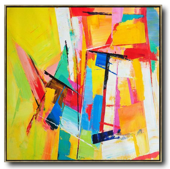 Extra Large Painting,Oversized Palette Knife Painting Contemporary Art On Canvas,Hand Painted Canvas Art,Yellow,Blue,Red,Pink,Light Green.etc