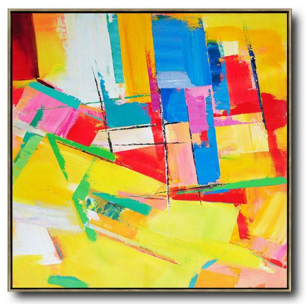Extra Large Acrylic Painting On Canvas,Oversized Palette Knife Painting Contemporary Art On Canvas,Big Painting,Yellow,Red,Blue,Pink,Light Green.etc