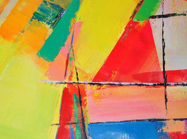 Extra Large Acrylic Painting On Canvas,Oversized Palette Knife Painting Contemporary Art On Canvas,Big Painting,Yellow,Red,Blue,Pink,Light Green.etc - Image 2