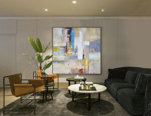 Original Artwork Extra Large Abstract Painting,Oversized Palette Knife Painting Contemporary Art On Canvas,Hand Painted Aclylic Painting On Canvas,Blue,Yellow,Nude,Pink,Red.etc - Image 4