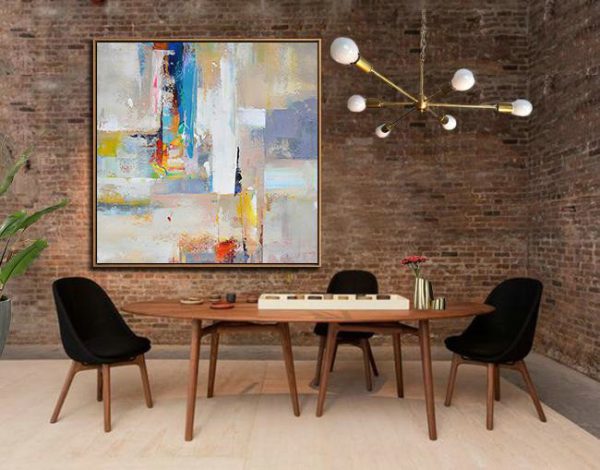 Original Artwork Extra Large Abstract Painting,Oversized Palette Knife Painting Contemporary Art On Canvas,Hand Painted Aclylic Painting On Canvas,Blue,Yellow,Nude,Pink,Red.etc - Image 5