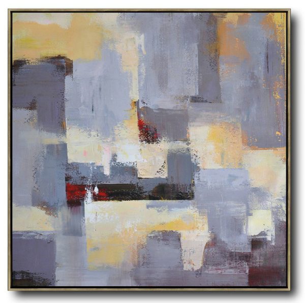 Original Abstract Painting Extra Large Canvas Art,Oversized Palette Knife Painting Contemporary Art On Canvas,Hand Paint Large Clean Modern Art,Grey,Blue,Red,Yellow.etc