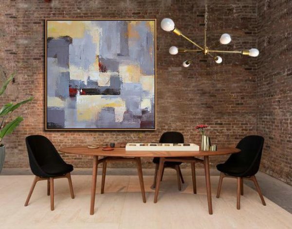Original Abstract Painting Extra Large Canvas Art,Oversized Palette Knife Painting Contemporary Art On Canvas,Hand Paint Large Clean Modern Art,Grey,Blue,Red,Yellow.etc - Image 5