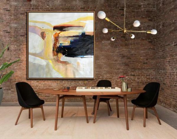 Handmade Extra Large Contemporary Painting,Oversized Palette Knife Contemporary Art,Xl Large Canvas Art,Yellow,Black,Orange,White,Beige.etc - Image 4