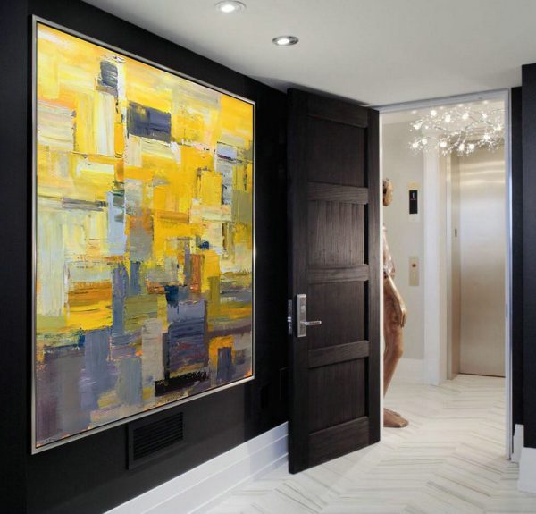 Large Abstract Painting,Oversized Palette Knife Painting Contemporary Art On Canvas,Hand Painted Acrylic Painting,Yellow,Brown,Taupe,Gray Violet.etc - Image 3
