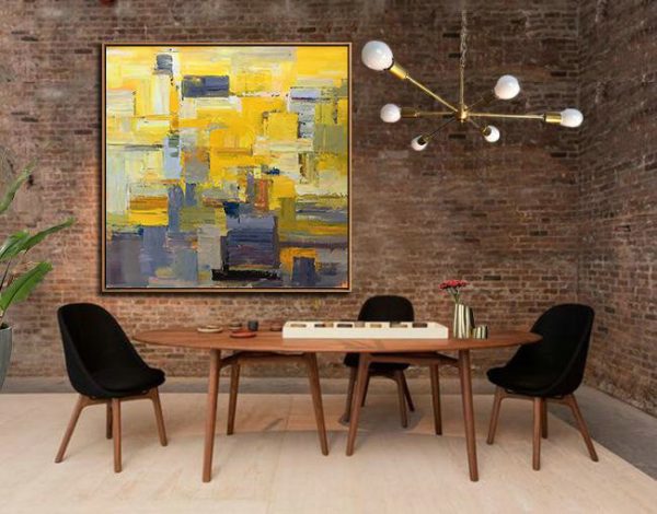 Large Abstract Painting,Oversized Palette Knife Painting Contemporary Art On Canvas,Hand Painted Acrylic Painting,Yellow,Brown,Taupe,Gray Violet.etc - Image 8