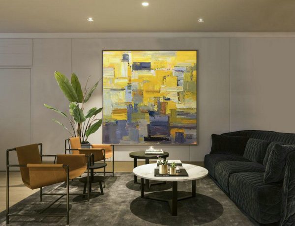 Large Abstract Painting,Oversized Palette Knife Painting Contemporary Art On Canvas,Hand Painted Acrylic Painting,Yellow,Brown,Taupe,Gray Violet.etc - Image 9