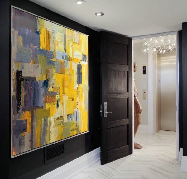 Large Abstract Art,Oversized Palette Knife Painting Contemporary Art On Canvas,Hand-Painted Contemporary Art,Yellow,Gray Violet,Brown,Taupe.etc - Image 3