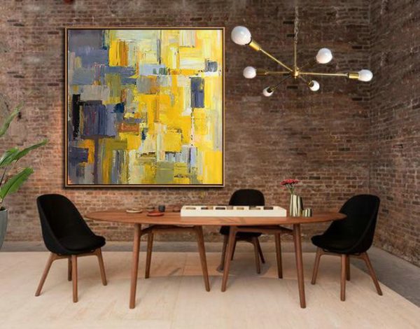 Large Abstract Art,Oversized Palette Knife Painting Contemporary Art On Canvas,Hand-Painted Contemporary Art,Yellow,Gray Violet,Brown,Taupe.etc - Image 7