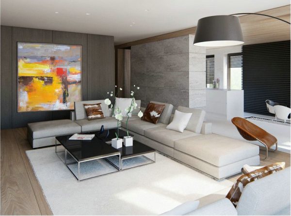 Large Modern Abstract Painting,Oversized Palette Knife Painting Contemporary Art On Canvas,Custom Canvas Wall Art,Yellow,Grey,Brown,Red,Taupe.etc - Image 2