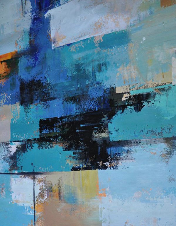 Original Abstract Painting Extra Large Canvas Art,Palette Knife Contemporary Art Canvas Painting,Canvas Painting Wall Decor,Sky Blue,Yellow,White,Blue.etc - Image 2